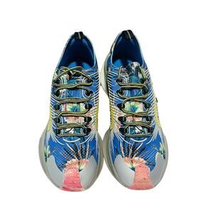 Gucci Run 10/ US 10.5 Knit Low Top Sneakers Blue Floral Print Shoes NIB $920